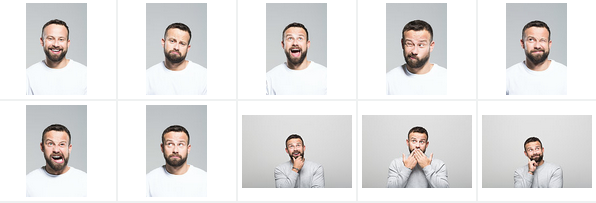 Portraits of friendly bearded man