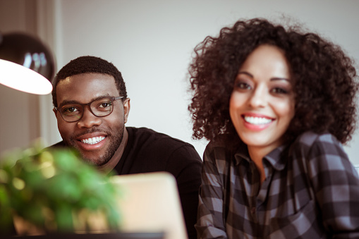 Couple at home and homeoffice