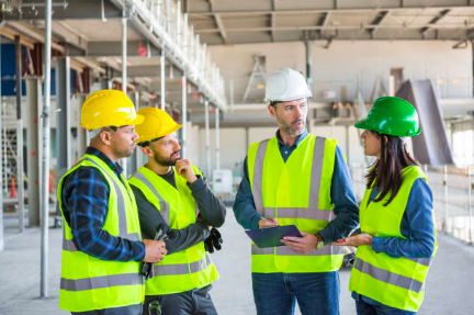 A team of builders at the construction site